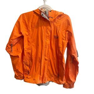 Mountain Hardwear Women Rain Jacket Orange S Lightweight Hooded Breathable Flaw